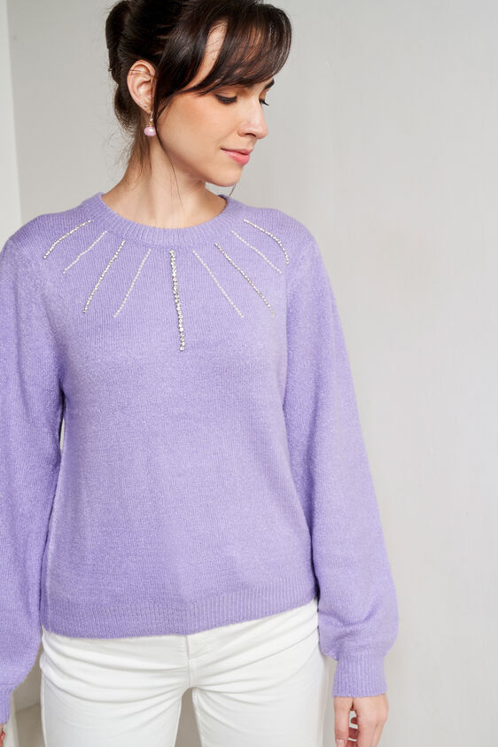 Lilac Self Design Regular Top, Lilac, image 3